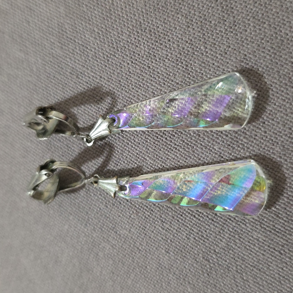 Vintage Acrylic Iridescent Drop Earrings